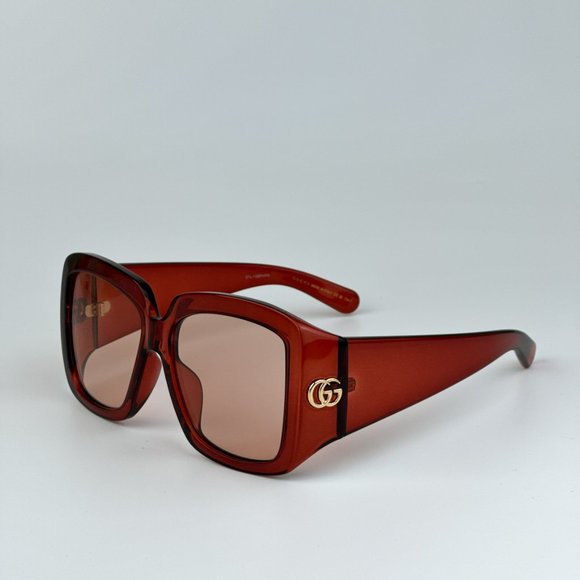 Gucci GG1402SA 003 BRAND NEW Sunglasses Burgundy Pink Women Square Oversised main image 6